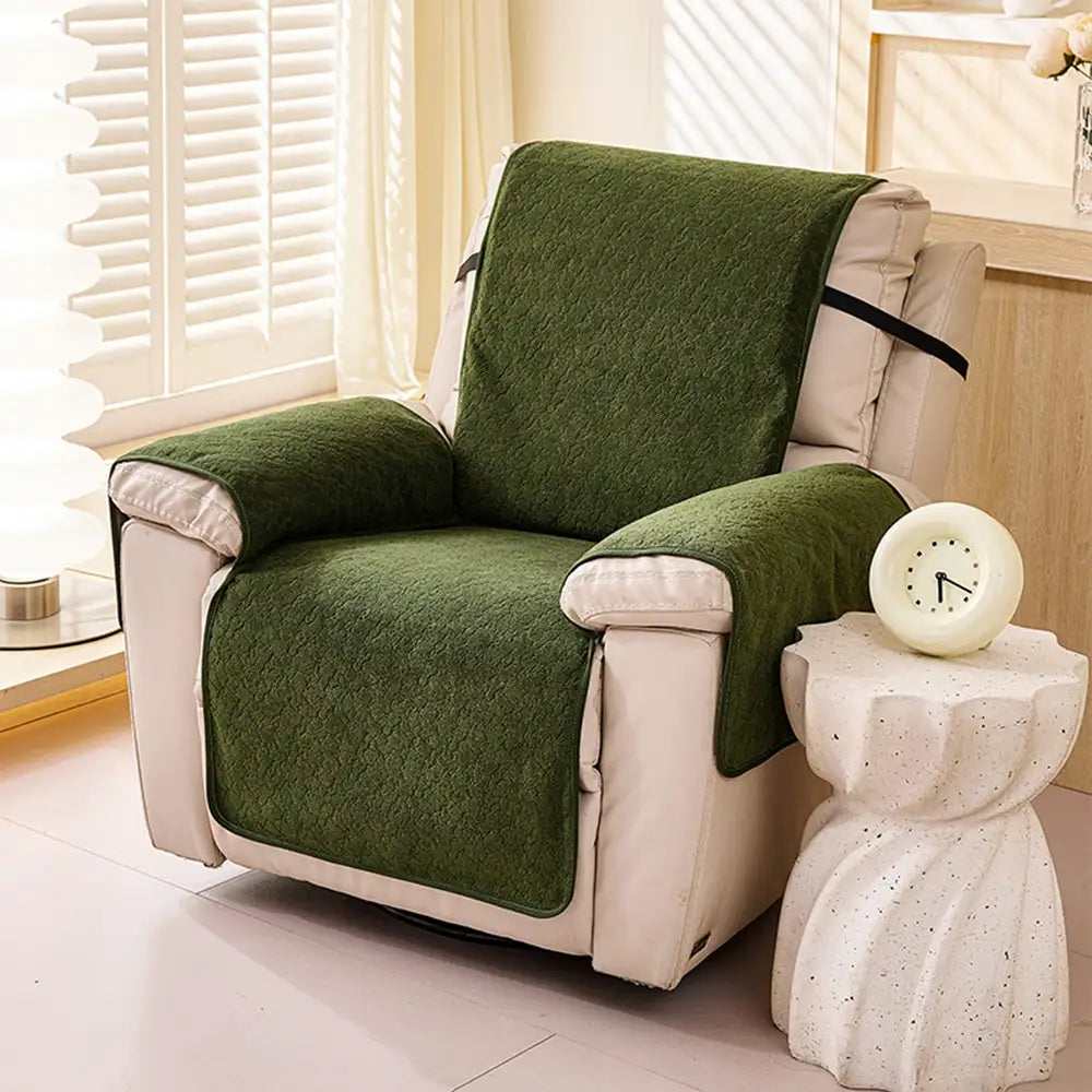 One-Piece Chenille Scratch-Resistant Recliner Chair Cover With Straps - Snowflake