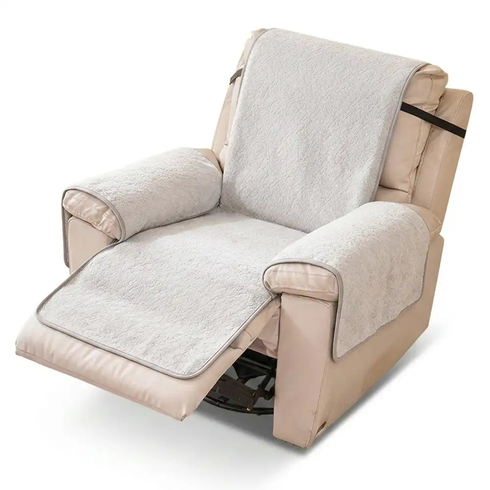 One-Piece Chenille Scratch-Resistant Recliner Chair Cover With Straps - Snowflake
