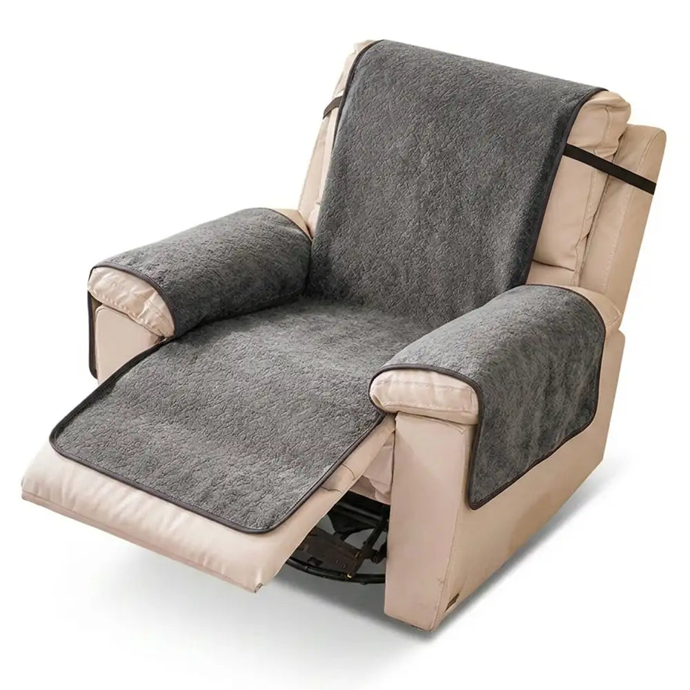One-Piece Chenille Scratch-Resistant Recliner Chair Cover With Straps - Snowflake