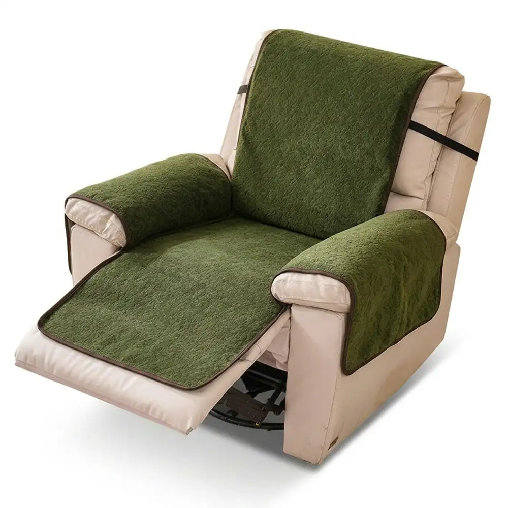 One-Piece Chenille Scratch-Resistant Recliner Chair Cover With Straps - Snowflake