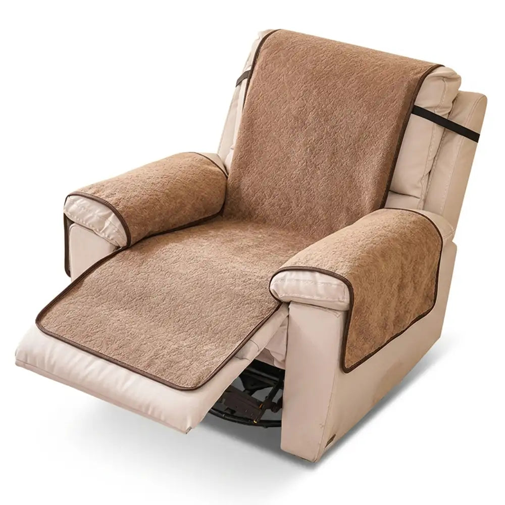 One-Piece Chenille Scratch-Resistant Recliner Chair Cover With Straps - Snowflake