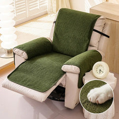 One-Piece Chenille Scratch-Resistant Recliner Chair Cover With Straps - Snowflake