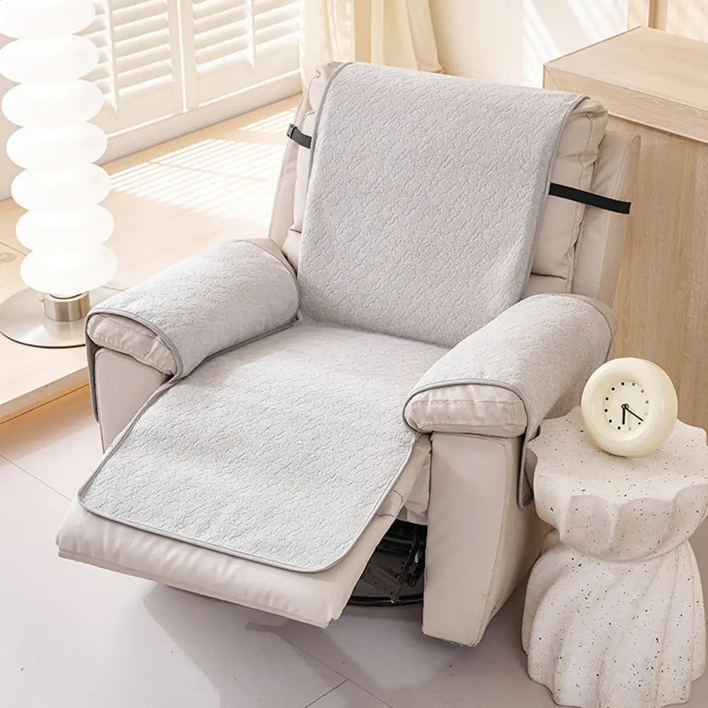 One-Piece Chenille Scratch-Resistant Recliner Chair Cover With Straps - Snowflake
