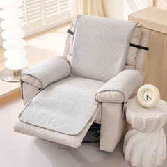 One-Piece Chenille Scratch-Resistant Recliner Chair Cover With Straps - Snowflake