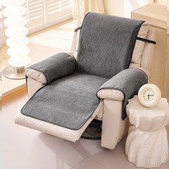 One-Piece Chenille Scratch-Resistant Recliner Chair Cover With Straps - Snowflake