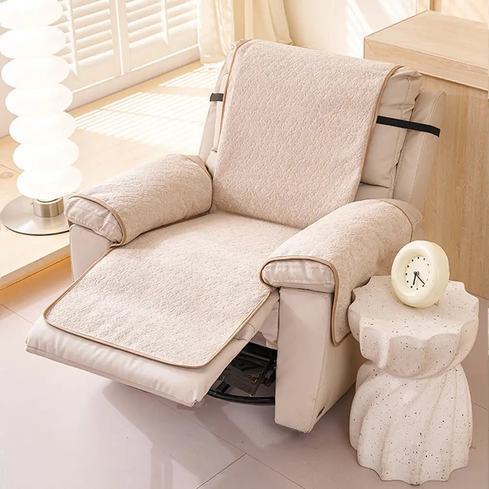 One-Piece Chenille Scratch-Resistant Recliner Chair Cover With Straps - Snowflake