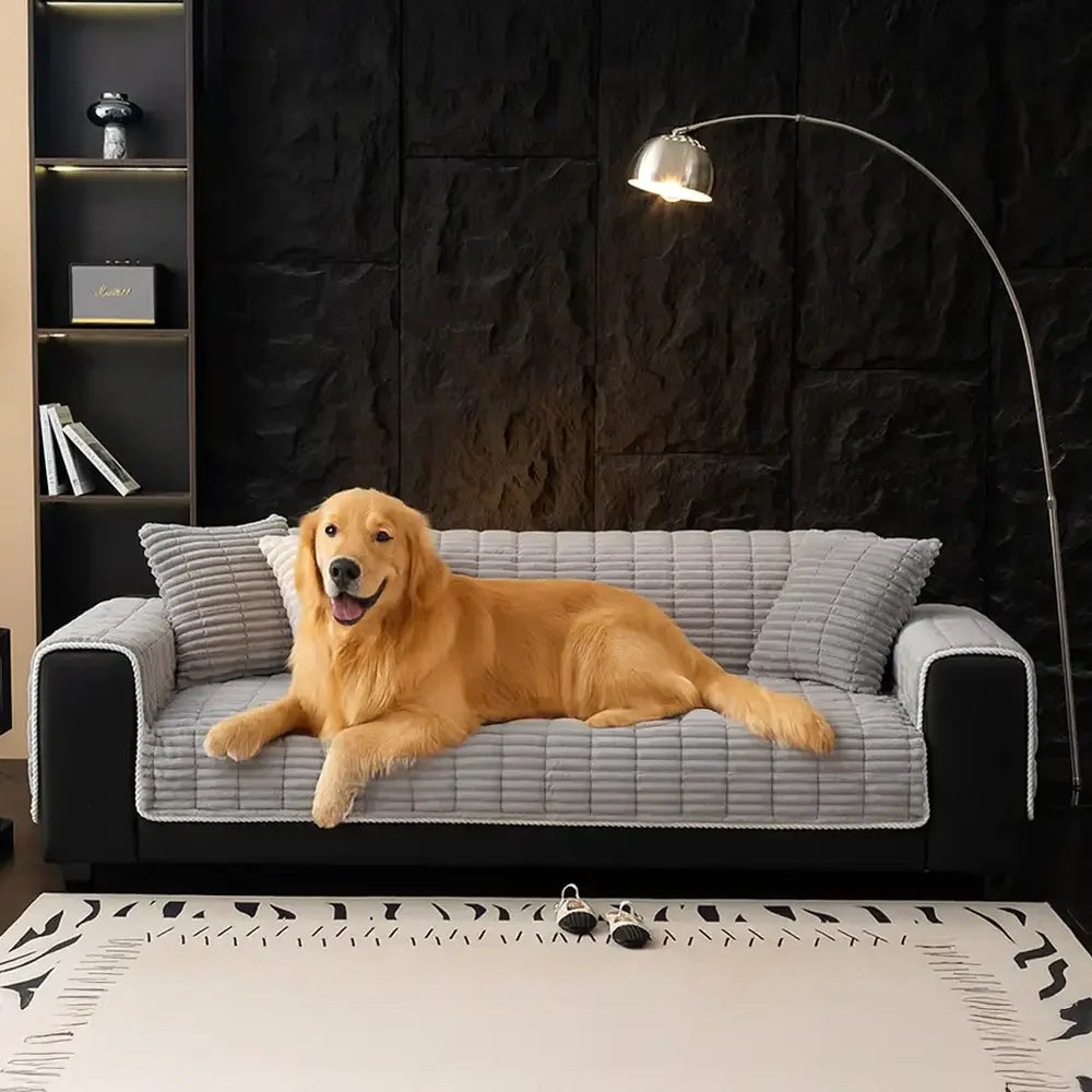 Waterproof One-Piece Cozy Flannel Sofa Protection Non-Slip Corner Couch Cover