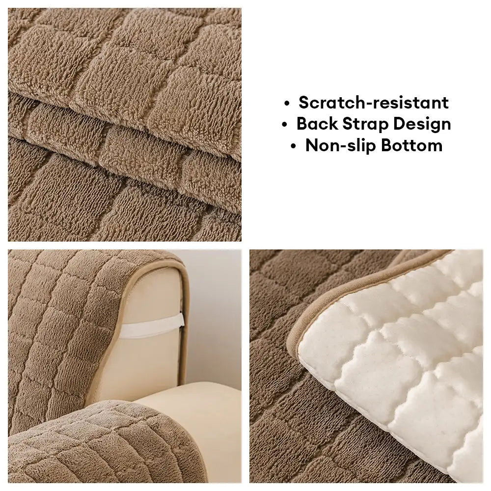 One-Piece Soft Pet-Friendly Short Plush Sofa Protection Non-Slip Couch Cover