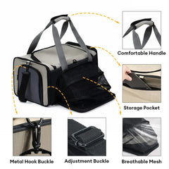 Outdoor Portable Breathable Large-Capacity Expandable Cat Carrier Bag Airline Approved