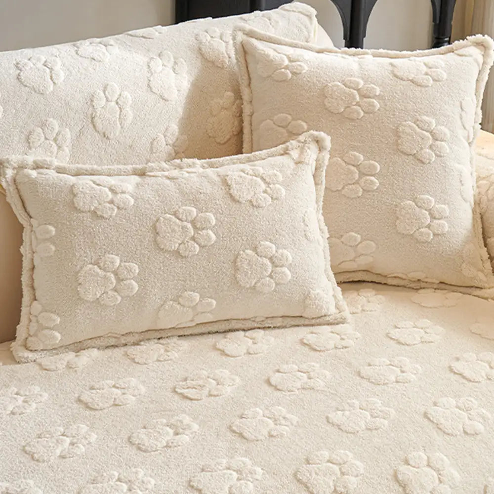 Paw Print Cute Plush Thick Sofa Decoration Non-slip Sofa Cover