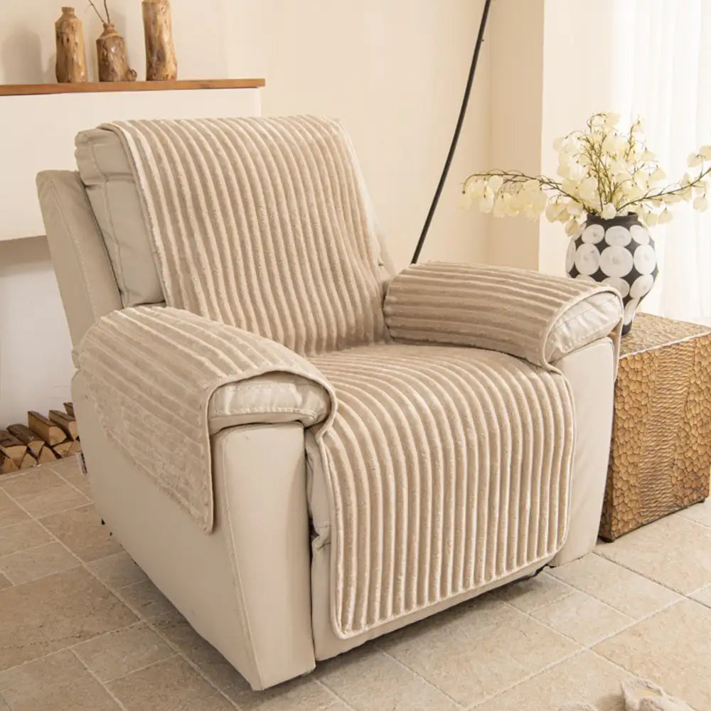 Plush Pet-Friendly Non-Slip One-Piece Couch Cover Recliner Couch Cover - Strips