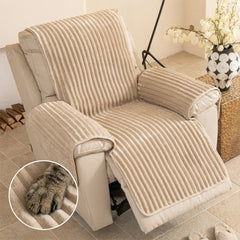 Plush Pet-Friendly Non-Slip One-Piece Couch Cover Recliner Couch Cover - Strips