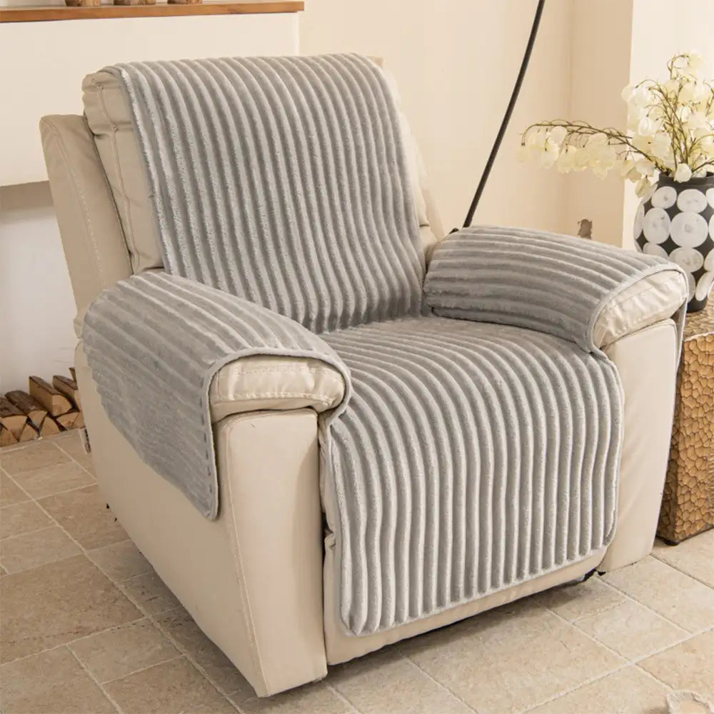 Plush Pet-Friendly Non-Slip One-Piece Couch Cover Recliner Couch Cover - Strips