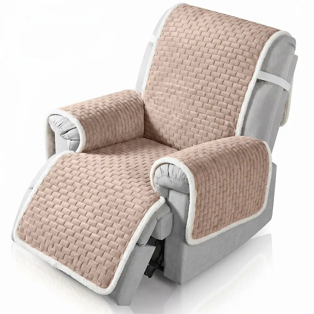 Plush Scratch-Resistant Recliner Chair Cover with Elastic Straps