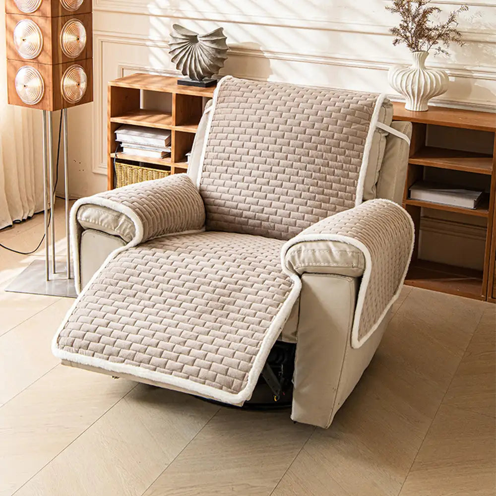 One-Piece Plush Non-Slip Office Chair Protector & Couch Cover with Elastic Straps