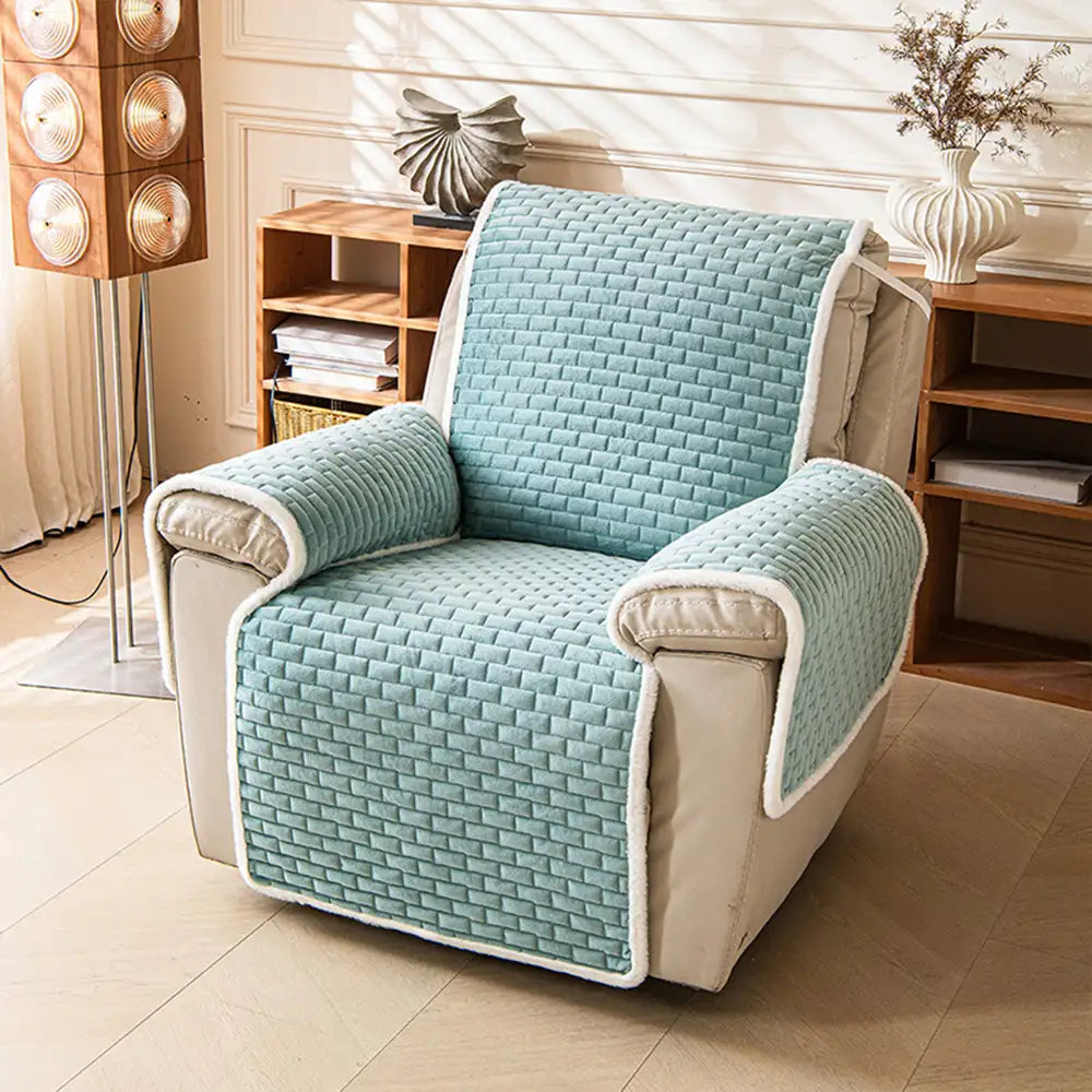 One-Piece Plush Non-Slip Office Chair Protector & Couch Cover with Elastic Straps