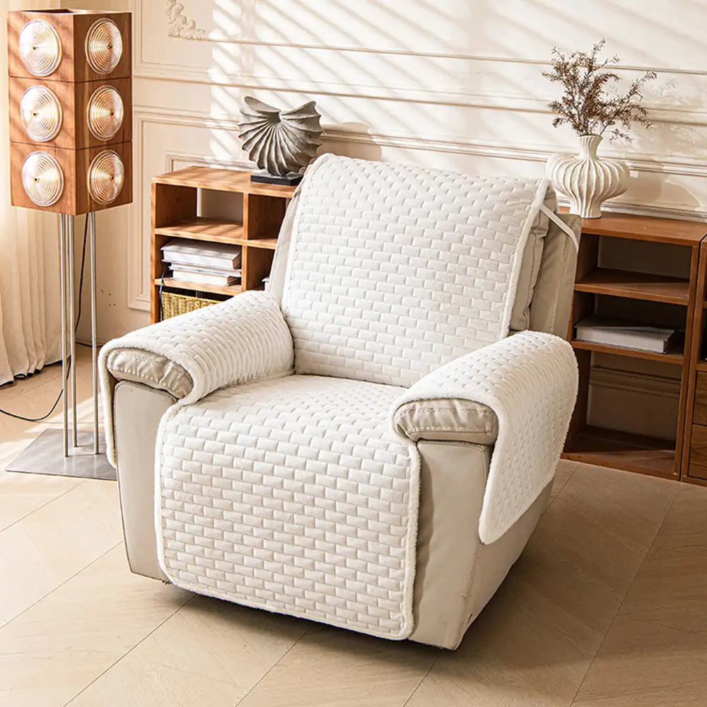 One-Piece Plush Scratch-Resistant Couch Covers with Elastic Straps