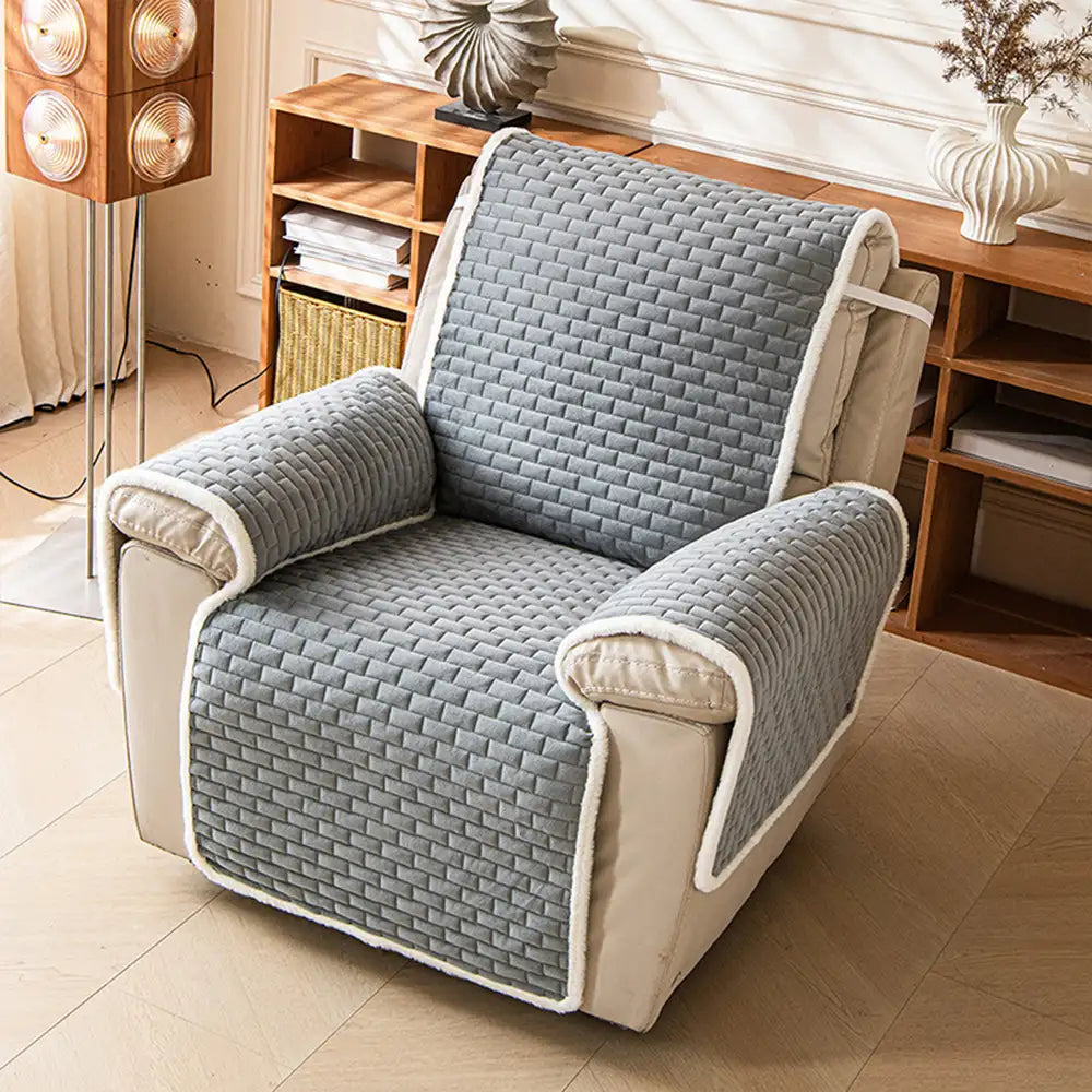 One-Piece Plush Scratch-Resistant Couch Covers with Elastic Straps