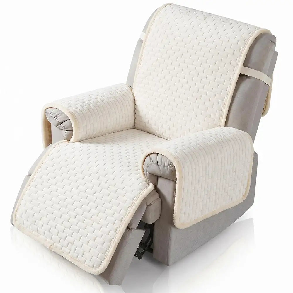 One-Piece Plush Scratch-Resistant Couch Covers with Elastic Straps