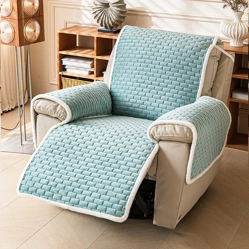 One-Piece Plush Non-Slip Office Chair Protector & Couch Cover with Elastic Straps