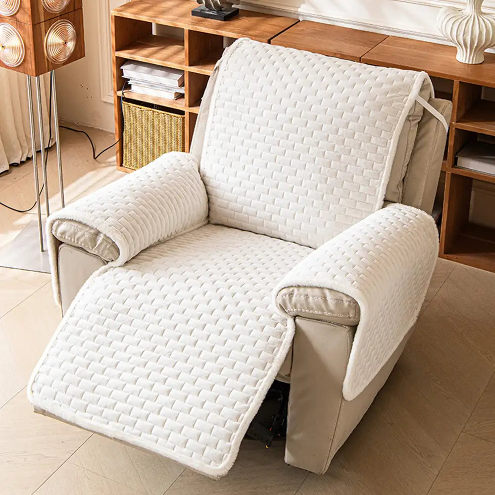 One-Piece Plush Non-Slip Office Chair Protector & Couch Cover with Elastic Straps