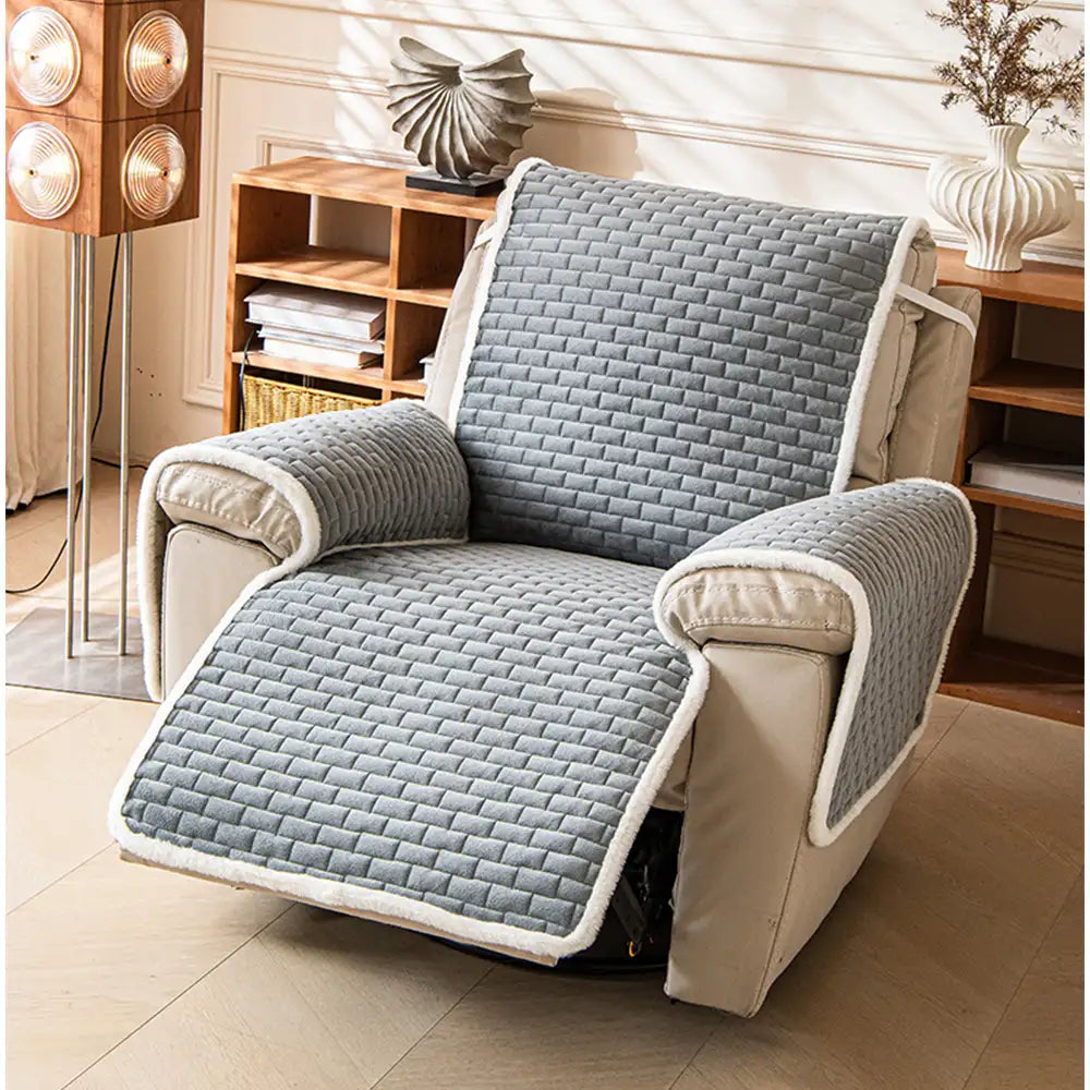 One-Piece Plush Non-Slip Office Chair Protector & Couch Cover with Elastic Straps