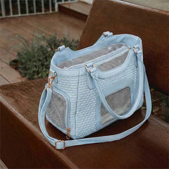 Portable Breathable Faux Leather Pet Carrier Bag Dog Cat Carrier Suitable for Travel and Vet