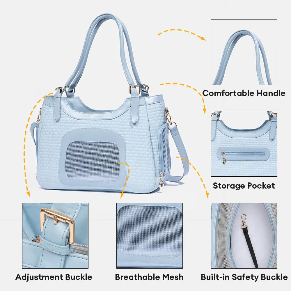 Portable Breathable Faux Leather Pet Carrier Bag Dog Cat Carrier Suitable for Travel and Vet