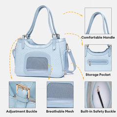 Portable Breathable Faux Leather Pet Carrier Bag Dog Cat Carrier Suitable for Travel and Vet