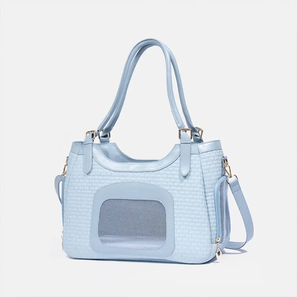 Portable Breathable Faux Leather Pet Carrier Bag Dog Cat Carrier Suitable for Travel and Vet