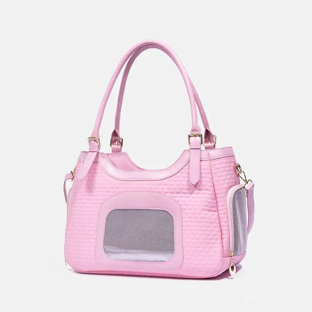 Portable Breathable Faux Leather Pet Carrier Bag Dog Cat Carrier Suitable for Travel and Vet