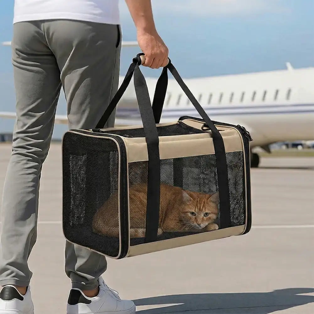 Protable Expandable Breathable Cat Carrier Bag for Travel and Vet