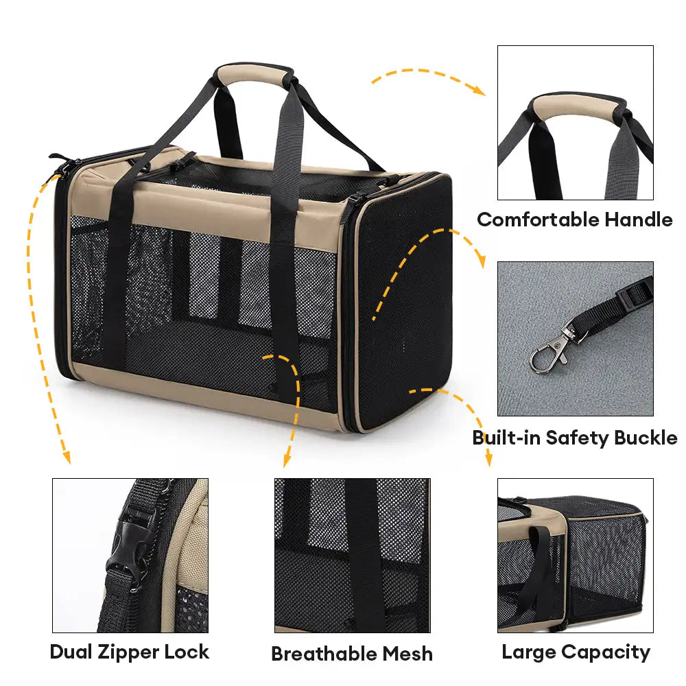 Protable Expandable Breathable Cat Carrier Bag for Travel and Vet