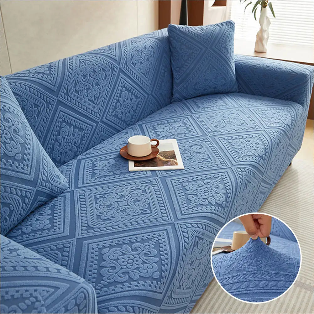 Retro Jacquard Pattern Full-Coverage Sofa Protector Magic Strectch Sofa Cover