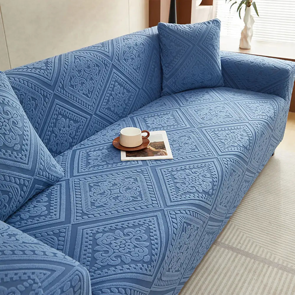 Retro Jacquard Pattern Full-Coverage Sofa Protector Magic Strectch Sofa Cover