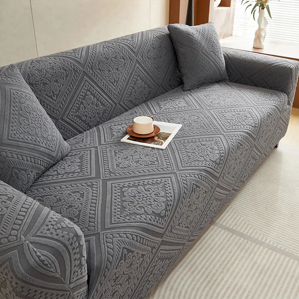 Retro Jacquard Pattern Full-Coverage Sofa Protector Magic Strectch Sofa Cover