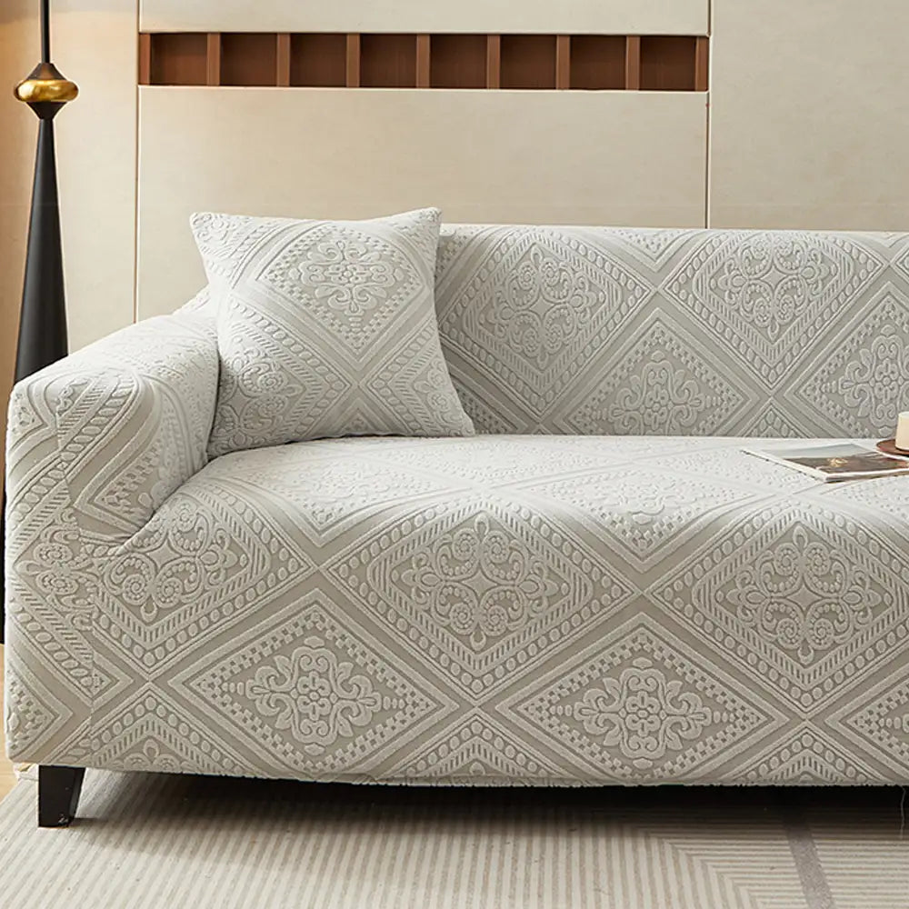 Retro Jacquard Pattern Full-Coverage Sofa Protector Magic Strectch Sofa Cover