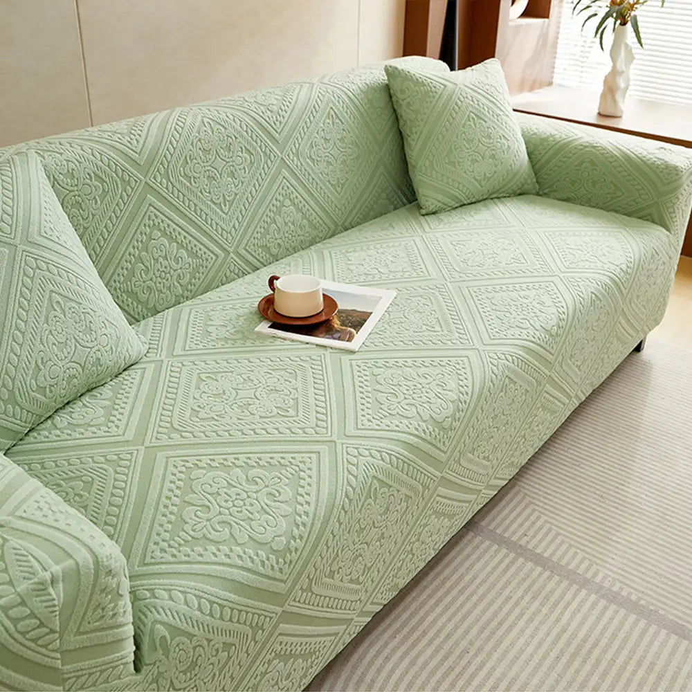 Retro Jacquard Pattern Full-Coverage Sofa Protector Magic Strectch Sofa Cover