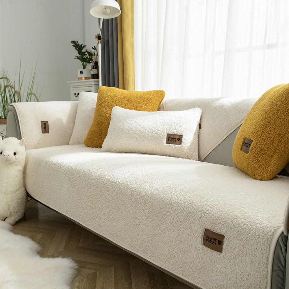Thick Fuzzy Sherpa Fleece Non-Slip Corner Sofa Cover