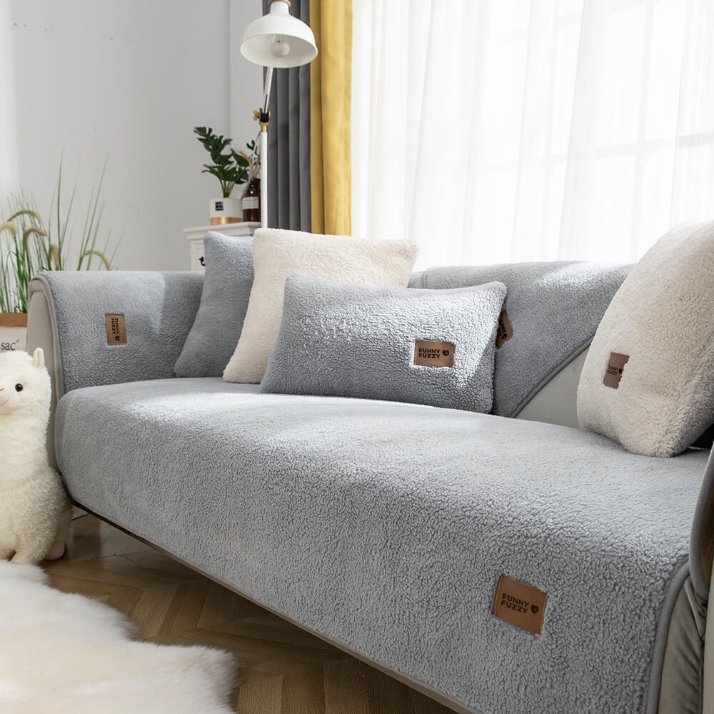 Thick Fuzzy Sherpa Fleece Non-Slip Corner Sofa Cover