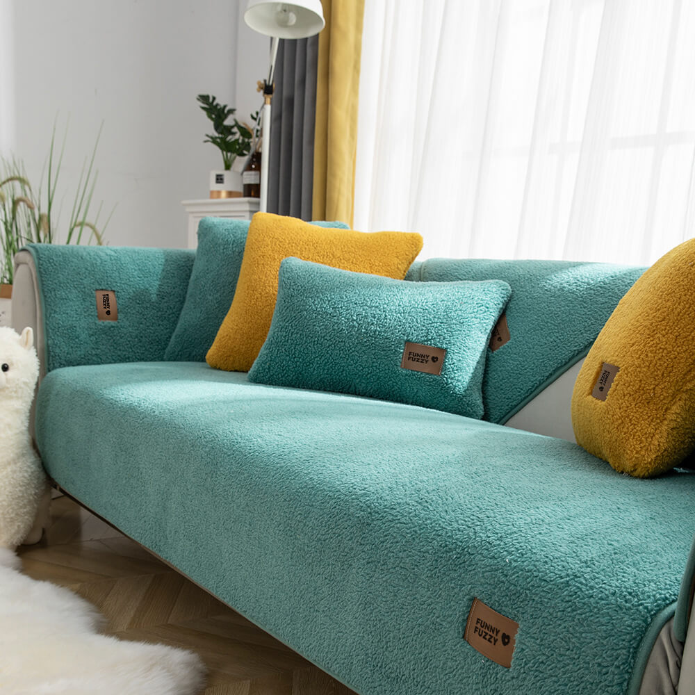 Thick Fuzzy Sherpa Fleece Non-Slip Corner Sofa Cover