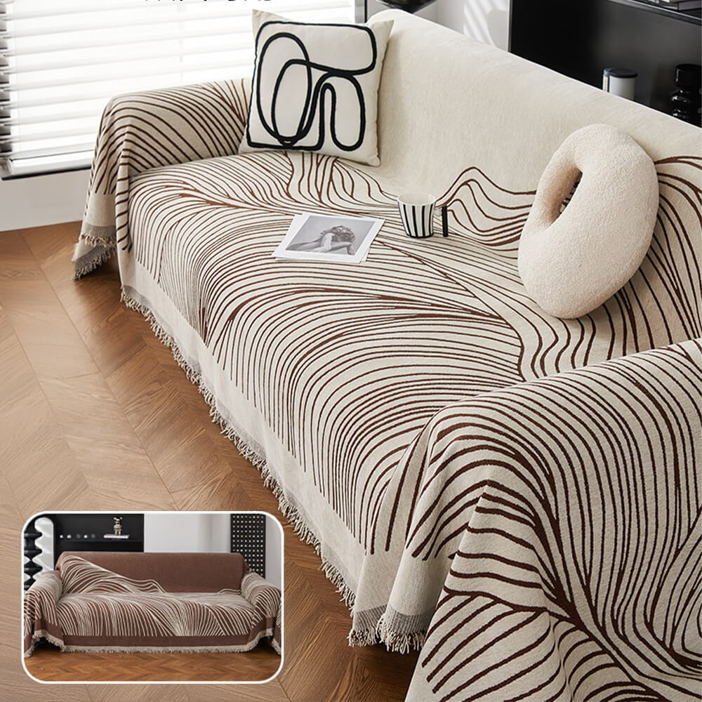 Minimalist Chenille Reversible Cat-Scratch Resistant Non-Slip Sofa Cover Sofa Throws