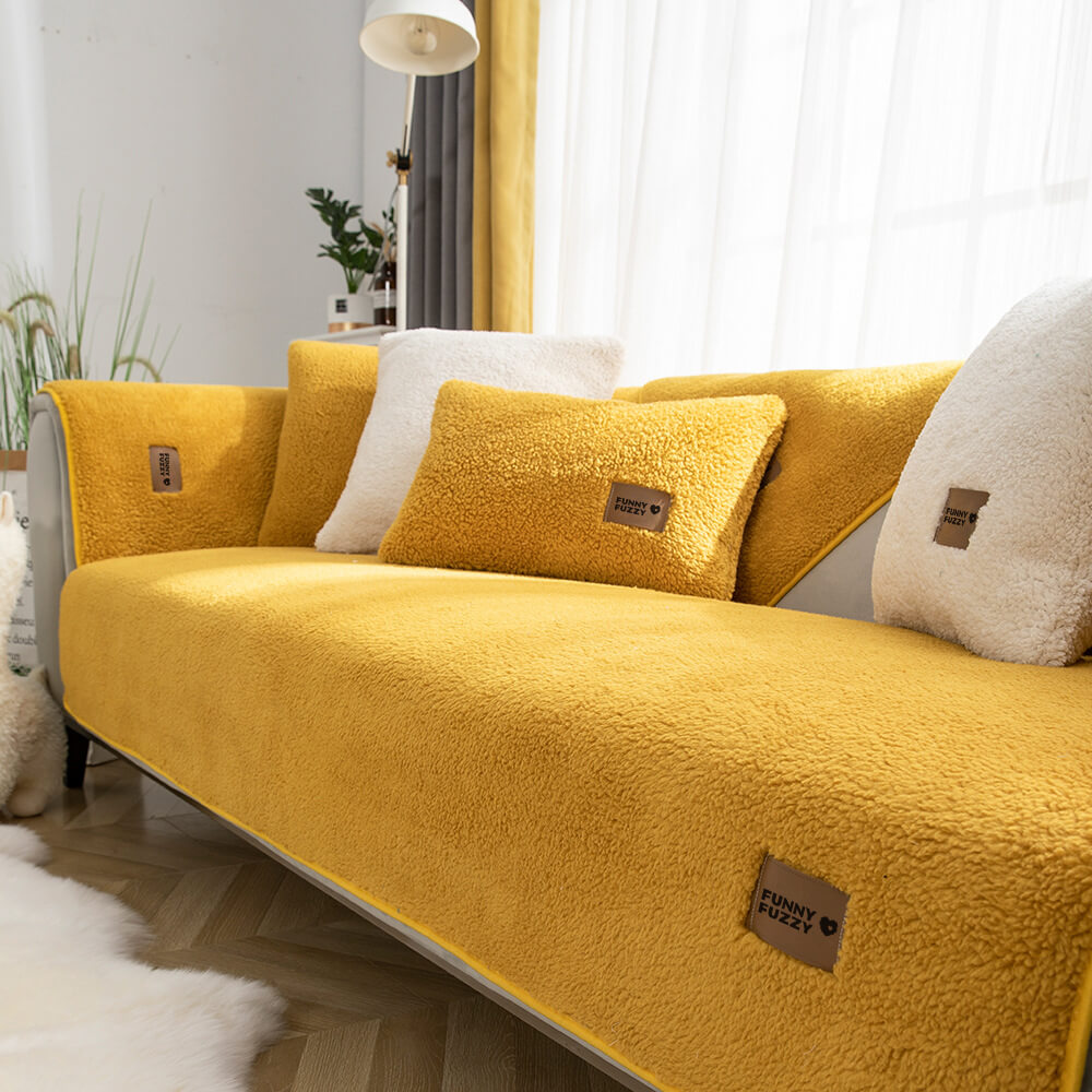 Thick Fuzzy Sherpa Fleece Non-Slip Corner Sofa Cover