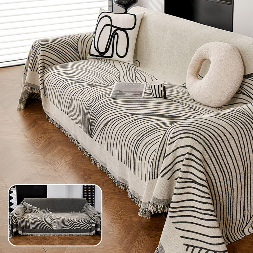 Minimalist Chenille Reversible Cat-Scratch Resistant Non-Slip Sofa Cover Sofa Throws