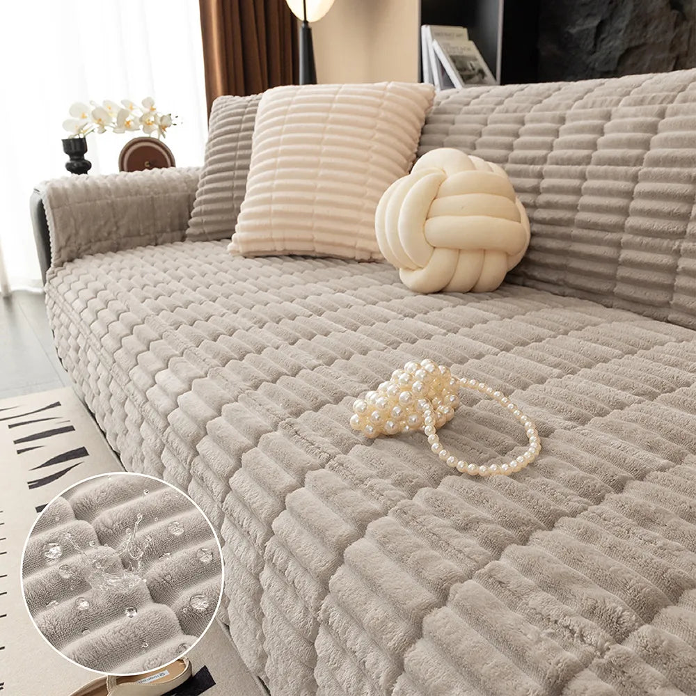 Waterproof One-Piece Cosy Flannel Sofa Protection Non-Slip Sofa Cover