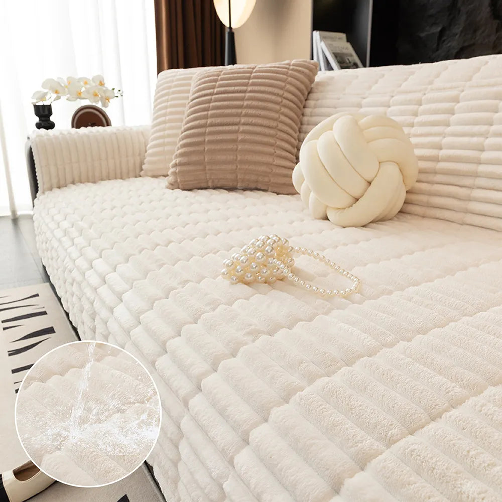 Waterproof One-Piece Cosy Flannel Sofa Protection Non-Slip Sofa Cover