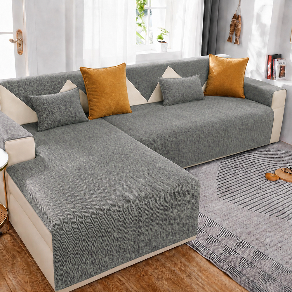 Waterproof All-season Stain-resistant Durable Corner Sofa Cover - Retro