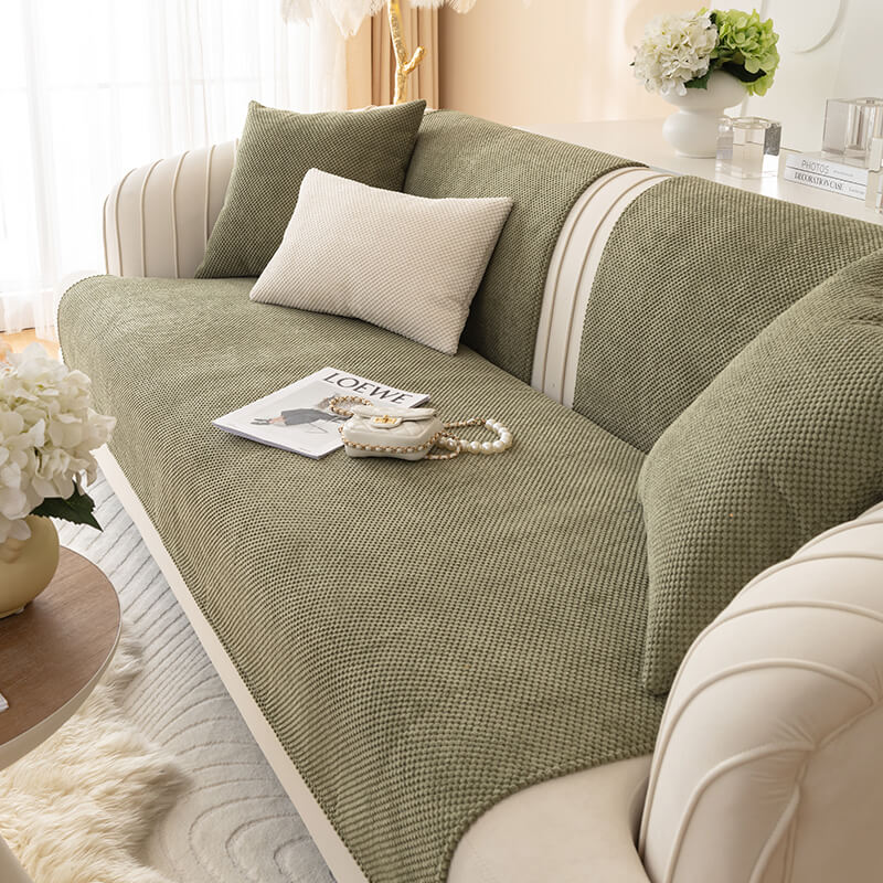 Simple Solid Colour Plush Furniture Protector Outdoor Garden Sofa Cover