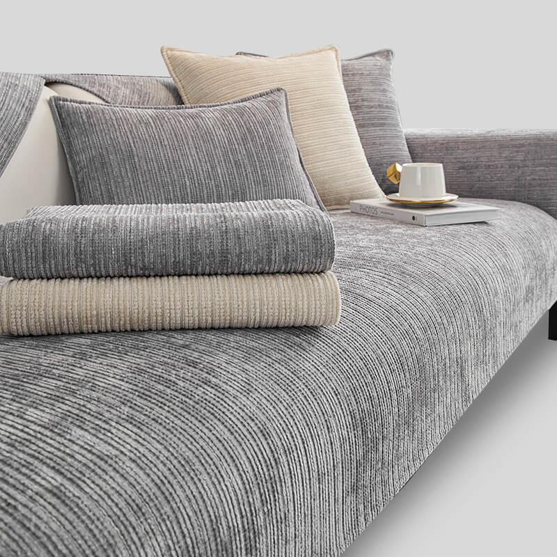 Simple Solid Color Chenille Scratch-resistant Protective Outdoor Garden Sofa Cover