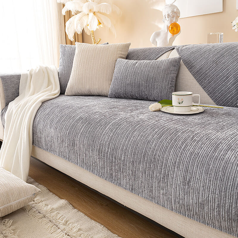 Simple Solid Color Chenille Scratch-resistant Protective Outdoor Garden Sofa Cover